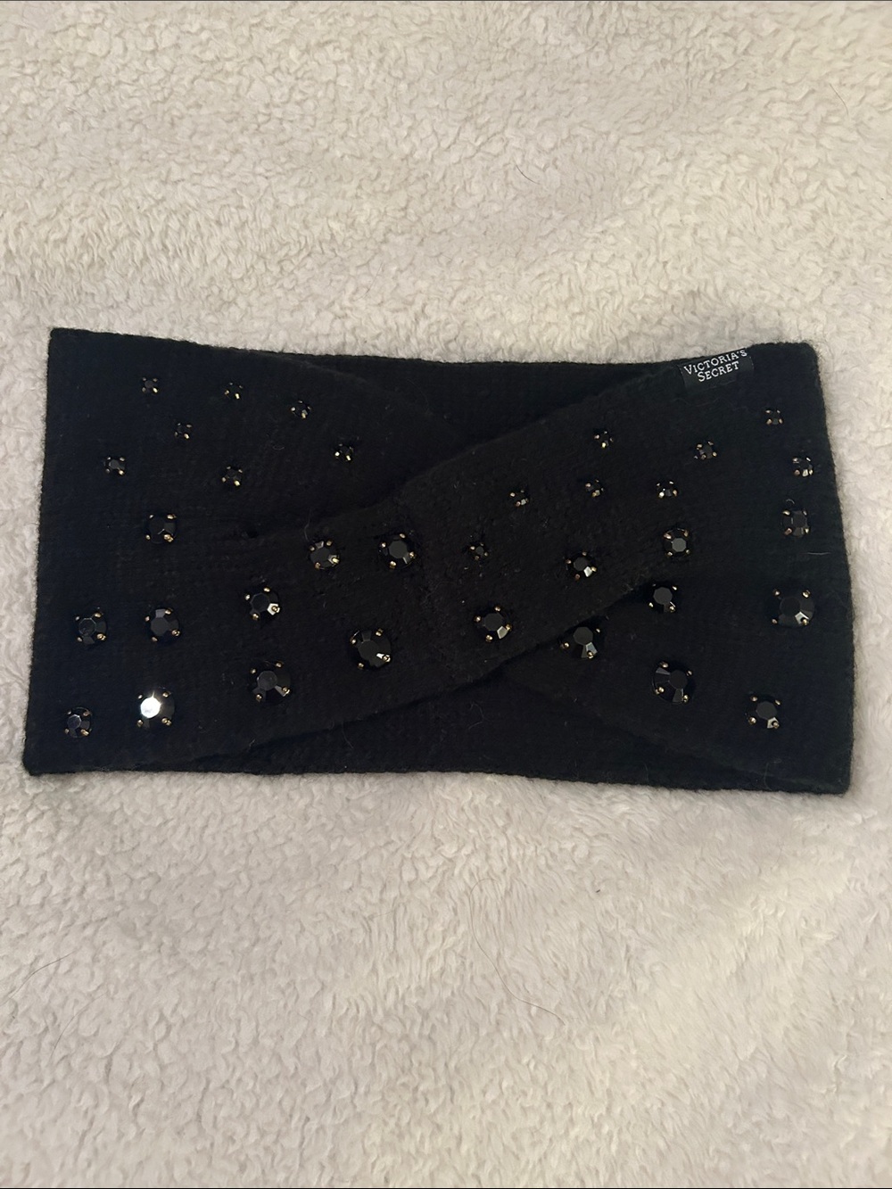 Victoria's Secret Black Jeweled Knit Headwrap
